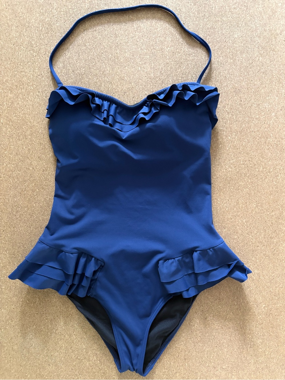 BCBG Generation Ruffle One Piece Swimsuit Royal Blue, Lined, Size Small
